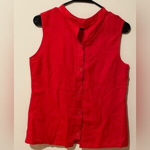 Banana Republic Red Button Down Sleeveless Shirt S